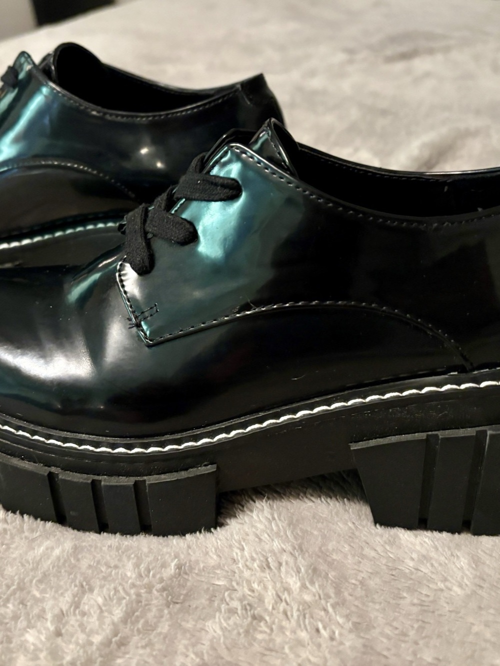 Madden Girl Hallie Chunky Platform Oxford Shoes Black sz 8